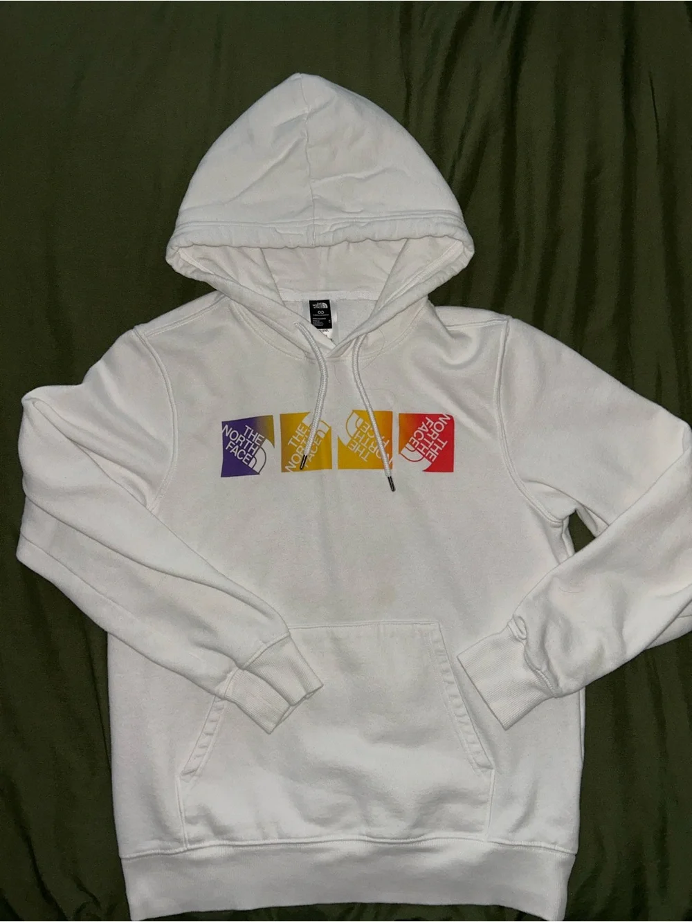 The North Face White Hoodie with Multi Color Block Logo